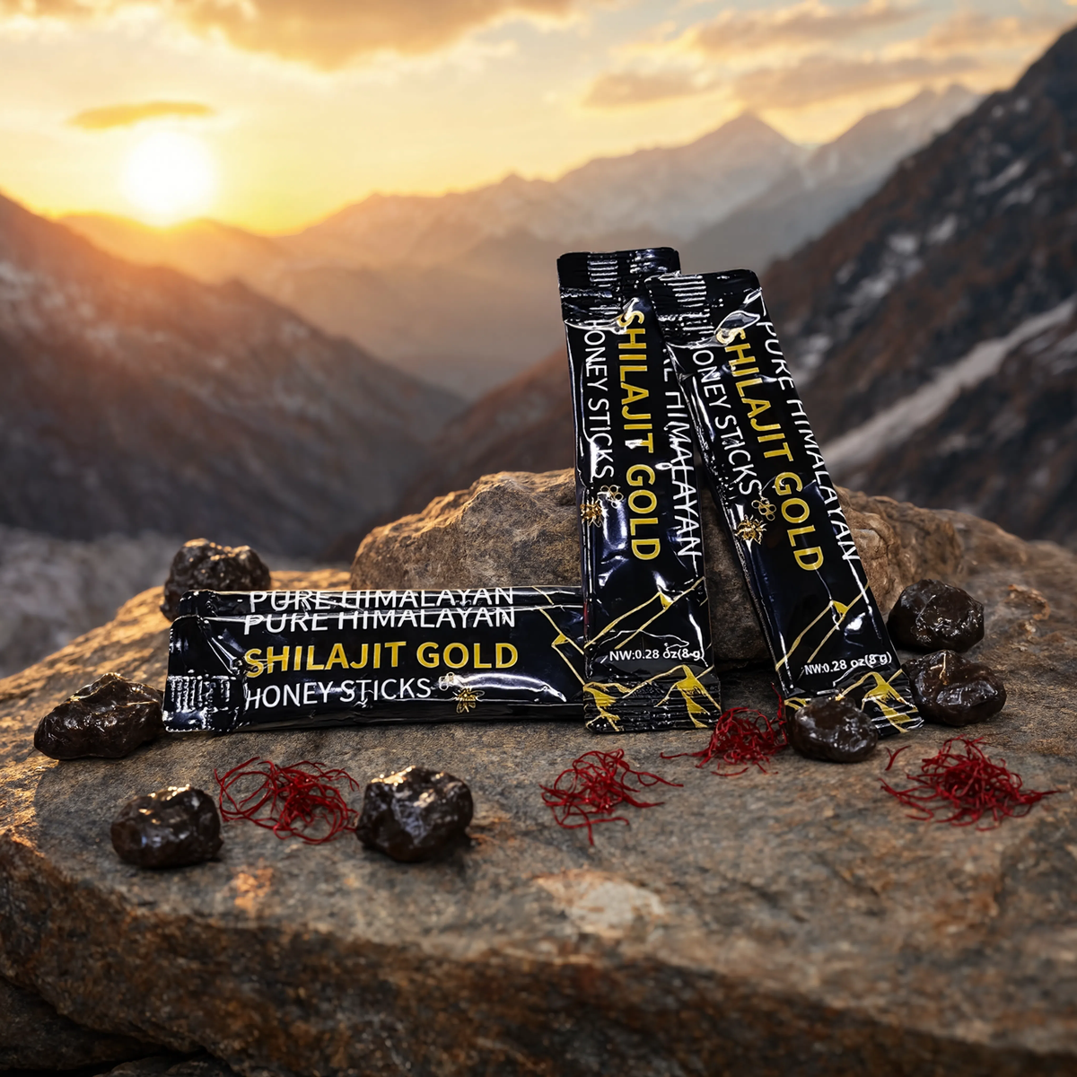 Shilajit Gold Miel & Safran — Résine Pure d'Himalaya